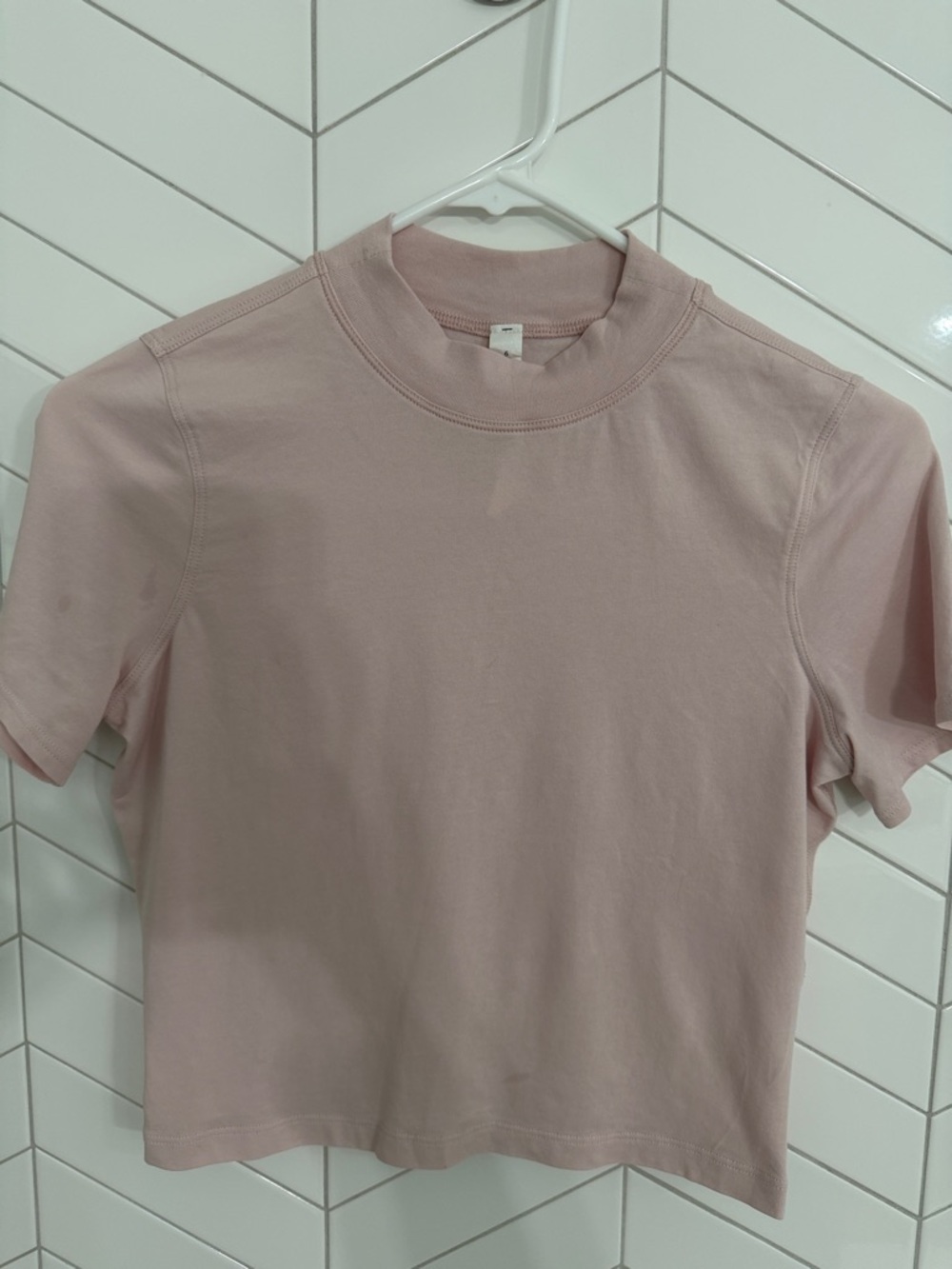Lululemon cotton crop mock shirt| Blush | Size 6